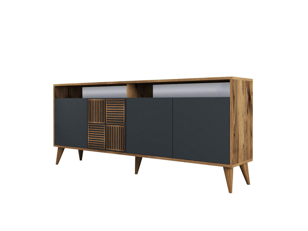 Buffet in legno "Milano" - 180 x 35 x 78 cm - Noyer Antracite
