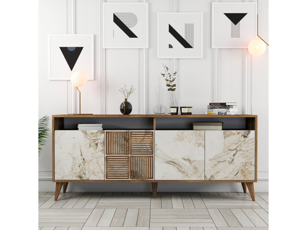 Consolle in legno "Milano" 180 x 35 x 78 cm - Noce