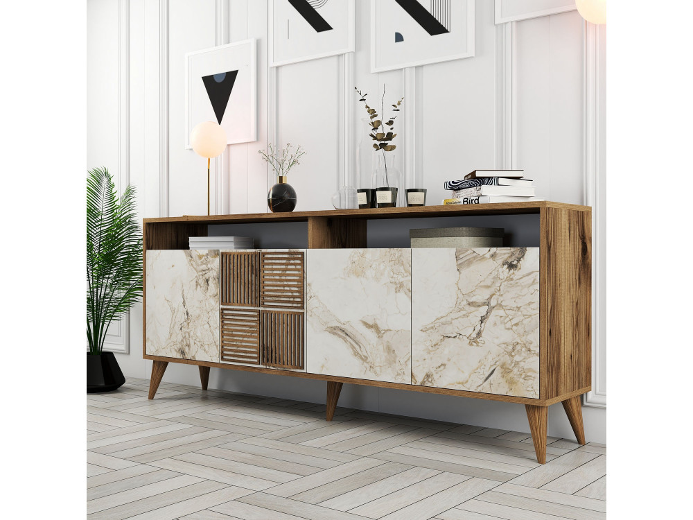 Consolle in legno "Milano" 180 x 35 x 78 cm - Noce