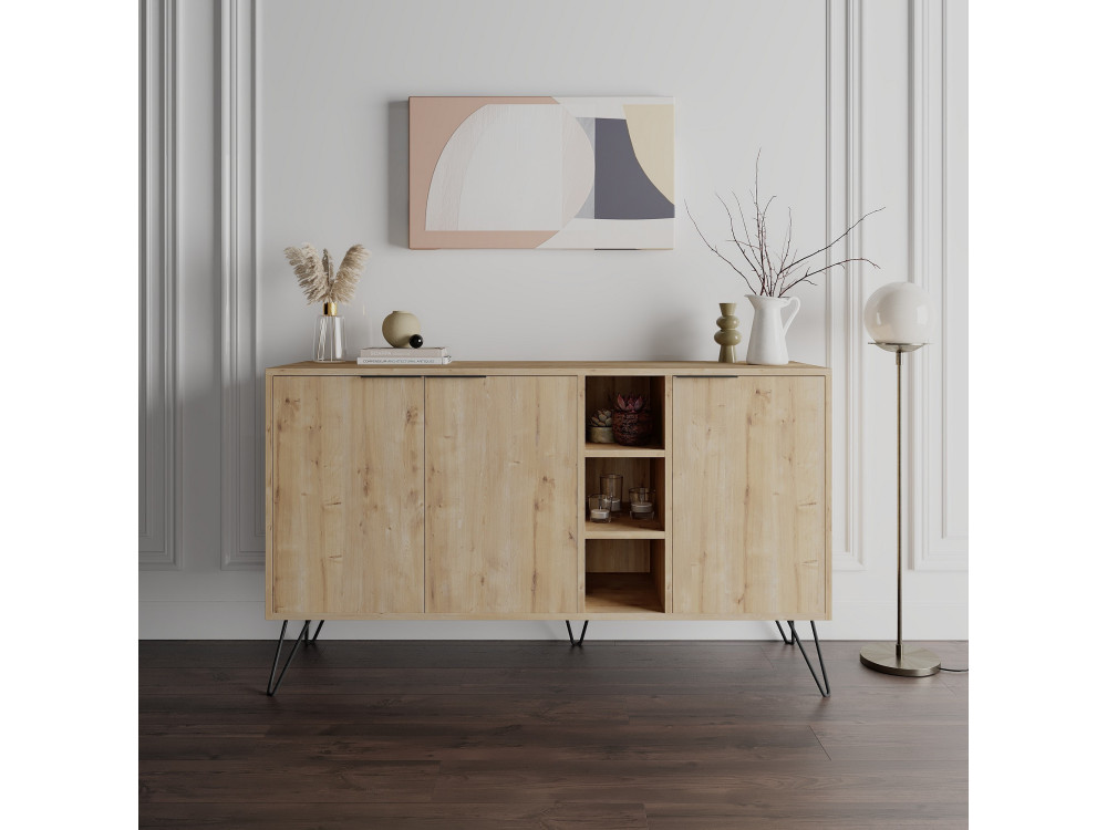 Credenza in legno "Clara" - 142 x 36 x 83 cm - Beige