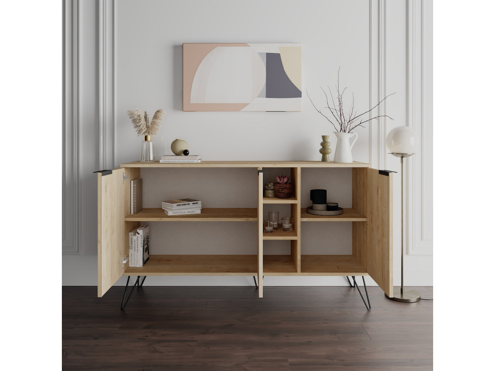Credenza in legno "Clara" - 142 x 36 x 83 cm - Beige