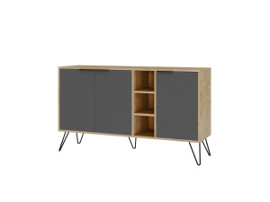Credenza in legno "Clara" - 142 x 36 x 83 cm - Grigio antracite
