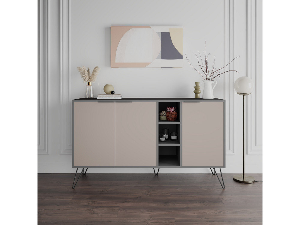 Credenza in legno "Clara" - 142 x 36 x 83 cm - Marrone moka chiaro