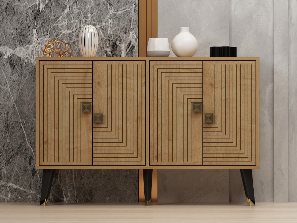 Buffet in legno "Ahart" - 120 x 30 x 80 cm - Chêne Saphir Or