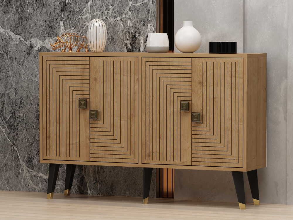 Buffet in legno "Ahart" - 120 x 30 x 80 cm - Chêne Saphir Or