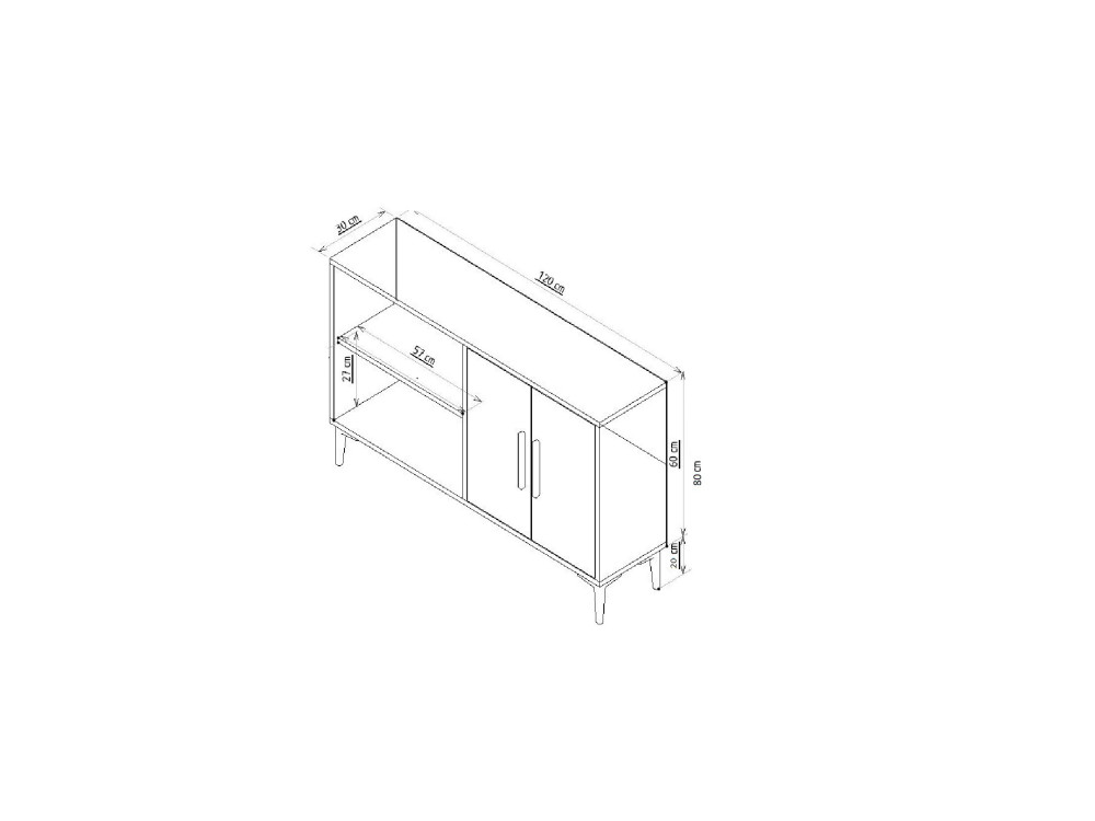 Buffet in legno "Ahart" - 120 x 30 x 80 cm - Chêne Saphir Or