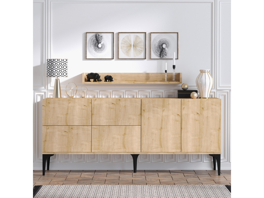 Credenza in legno "Stella" - 180 x 40 x 55 cm - Rovere Zaffiro