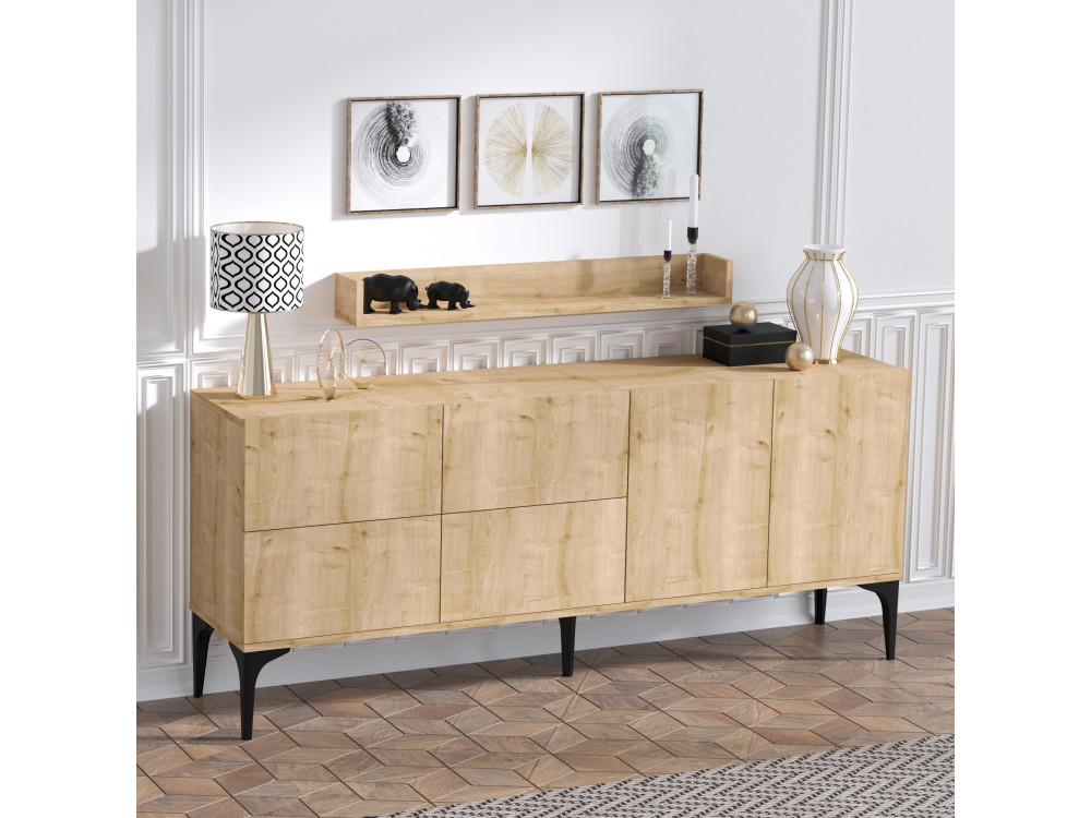 Credenza in legno "Stella" - 180 x 40 x 55 cm - Rovere Zaffiro