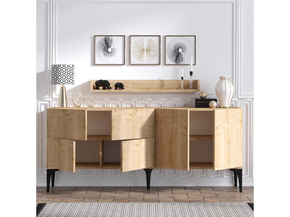 Credenza in legno "Stella" - 180 x 40 x 55 cm - Rovere Zaffiro
