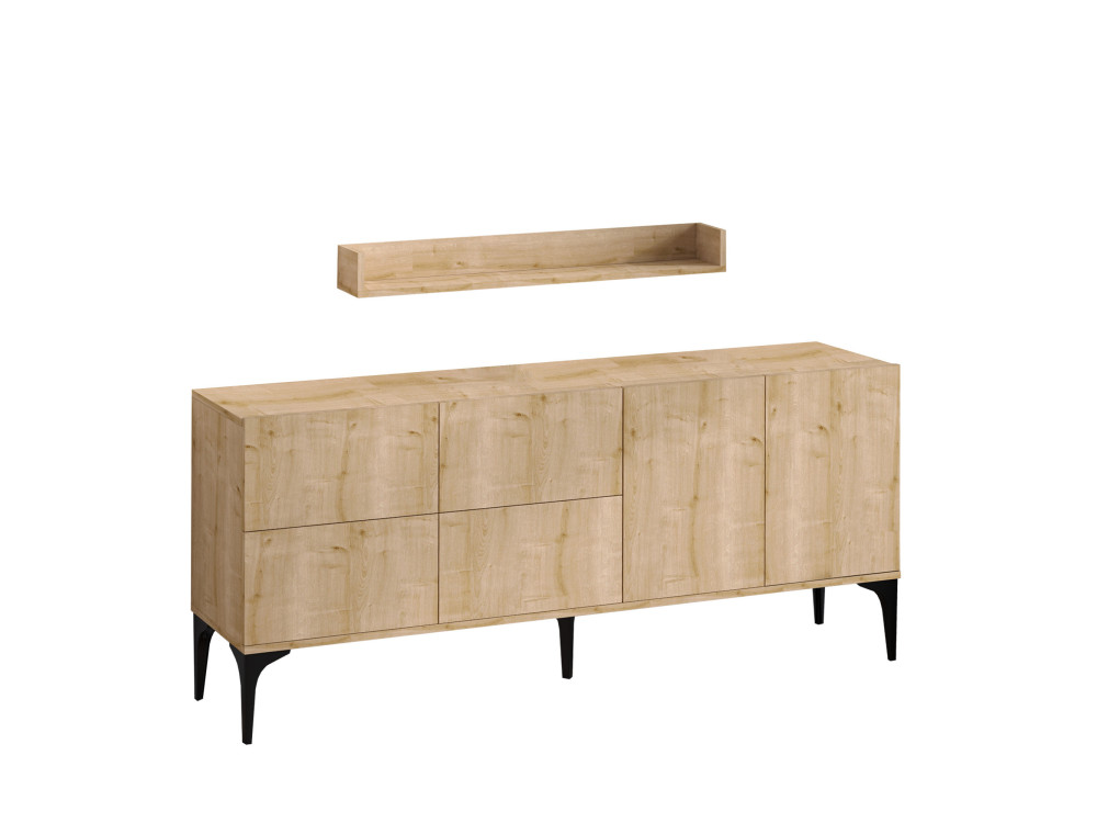 Credenza in legno "Stella" - 180 x 40 x 55 cm - Rovere Zaffiro