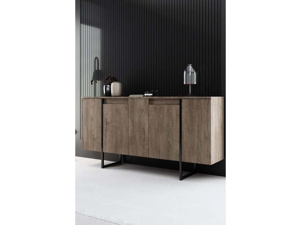 Credenza di lusso in legno - 160 x 35 x 80 cm - Noce nero