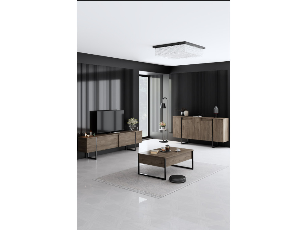 Credenza di lusso in legno - 160 x 35 x 80 cm - Noce nero