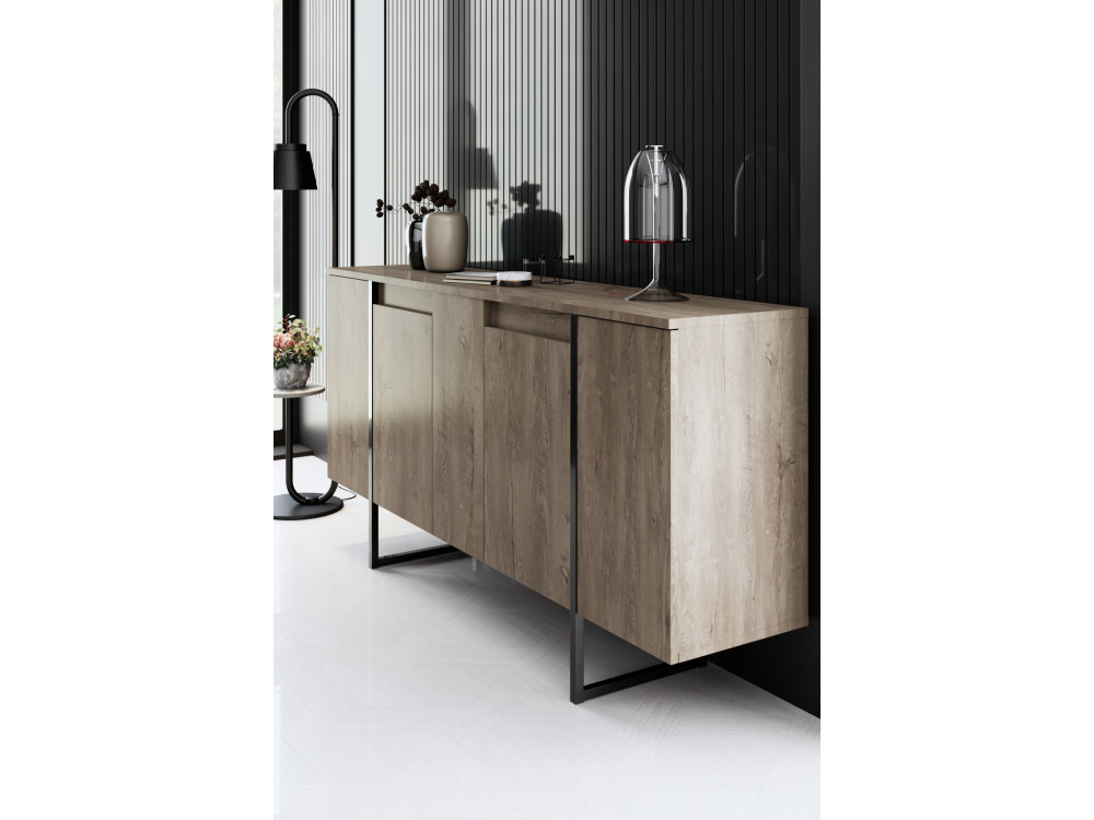 Credenza di lusso in legno - 160 x 35 x 80 cm - Noce nero