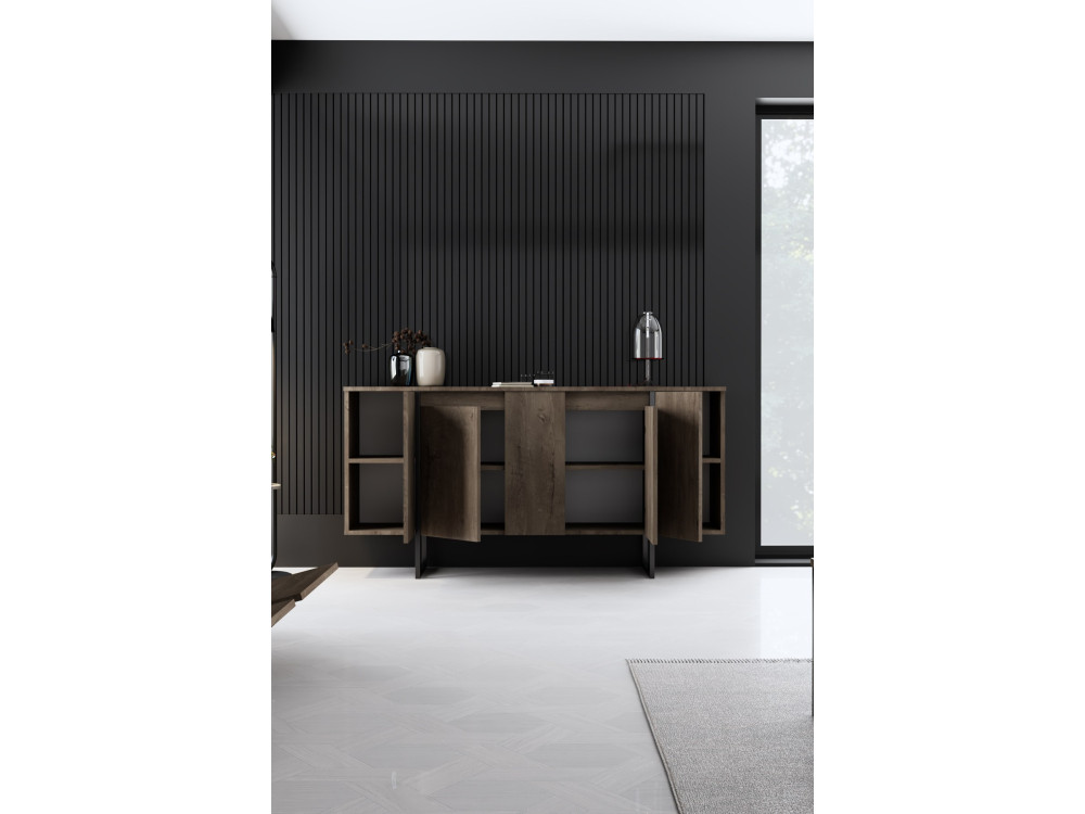Credenza di lusso in legno - 160 x 35 x 80 cm - Noce nero