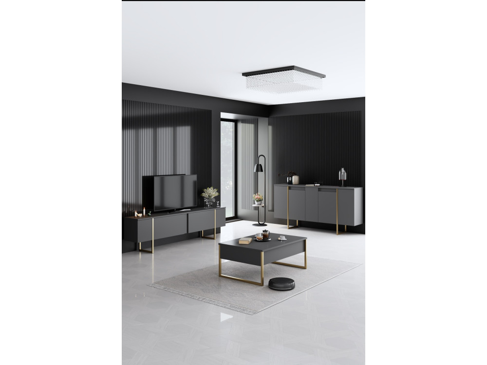 Buffet in legno "Luxury" - 160 x 35 x 80 cm - Antracite Oro