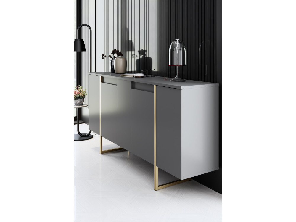 Buffet in legno "Luxury" - 160 x 35 x 80 cm - Antracite Oro