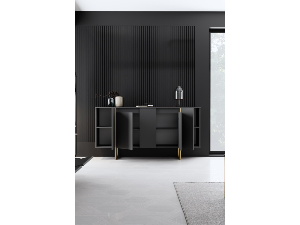 Buffet in legno "Luxury" - 160 x 35 x 80 cm - Antracite Oro