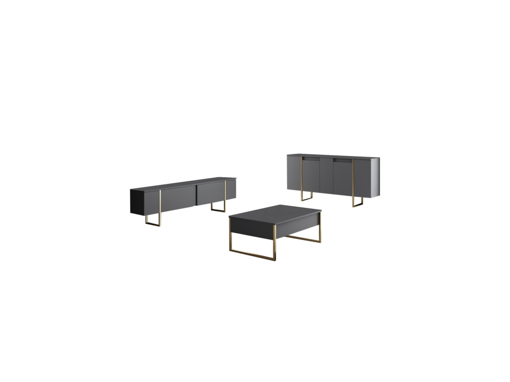 Buffet in legno "Luxury" - 160 x 35 x 80 cm - Antracite Oro