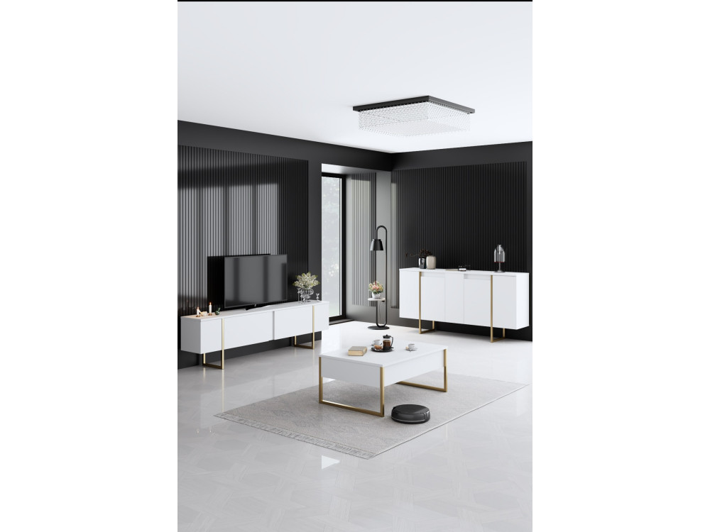 Credenza in legno "Luxury" - 160 x 35 x 80 cm - Oro bianco