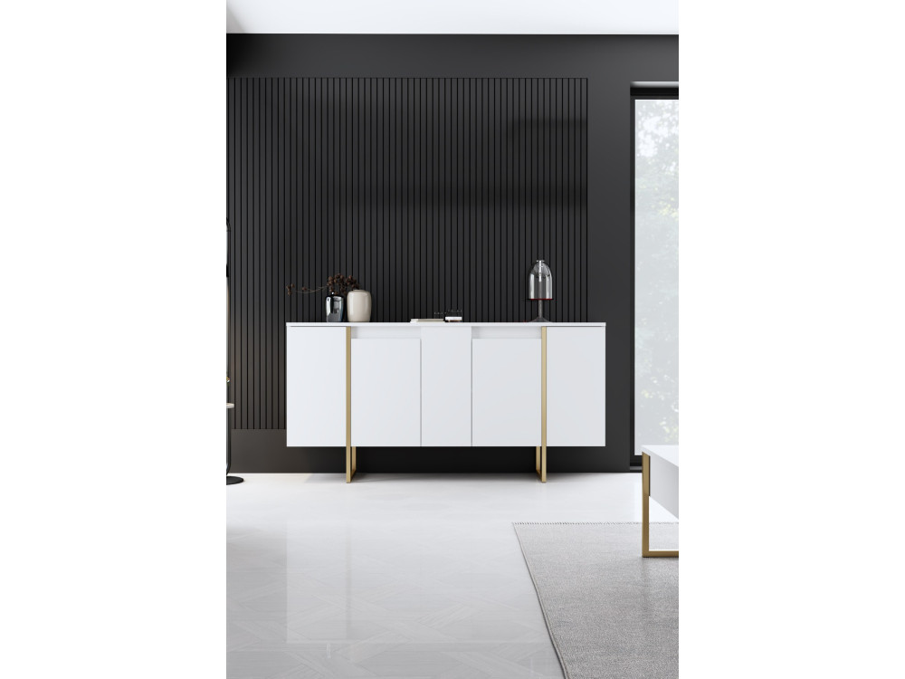 Credenza in legno "Luxury" - 160 x 35 x 80 cm - Oro bianco