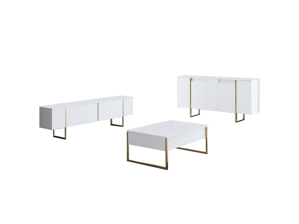 Credenza in legno "Luxury" - 160 x 35 x 80 cm - Oro bianco