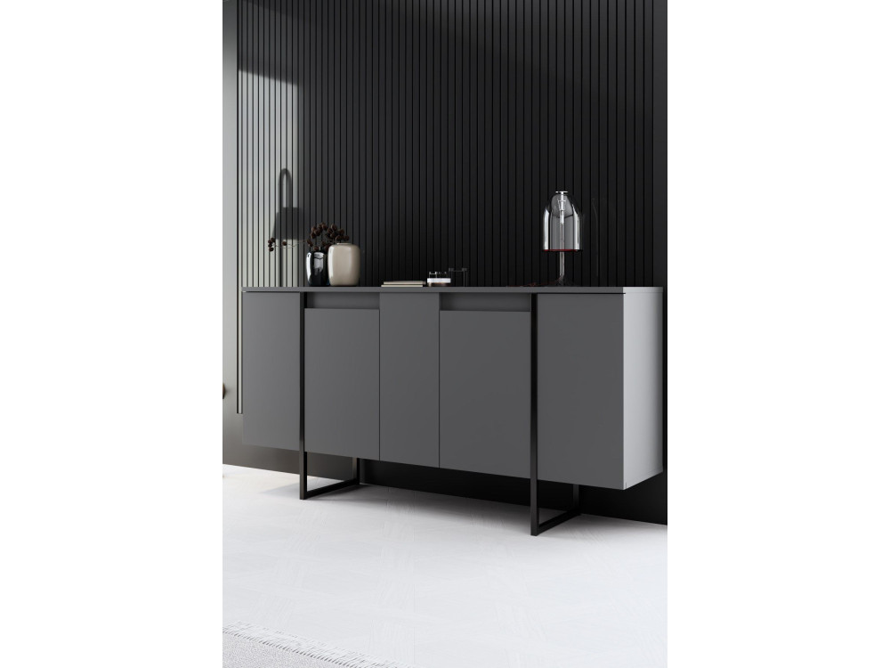 Credenza "Luxe" in legno - 160 x 35 x 80 cm - Grigio antracite