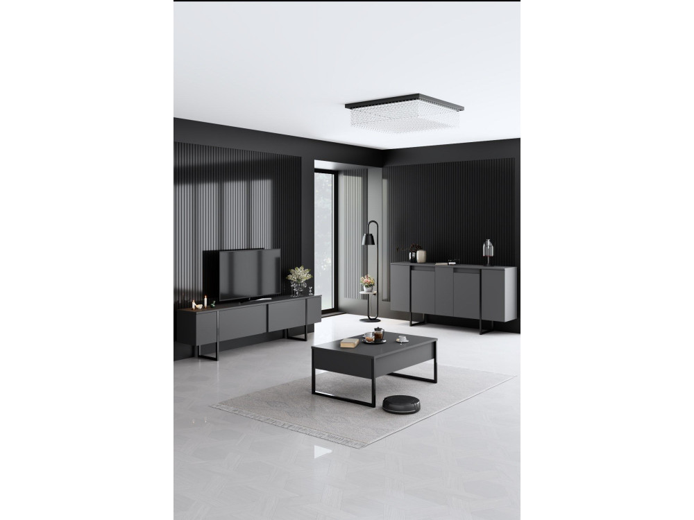 Credenza "Luxe" in legno - 160 x 35 x 80 cm - Grigio antracite