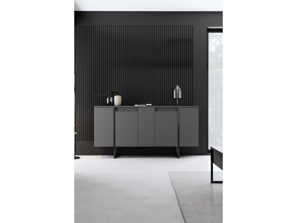 Credenza "Luxe" in legno - 160 x 35 x 80 cm - Grigio antracite