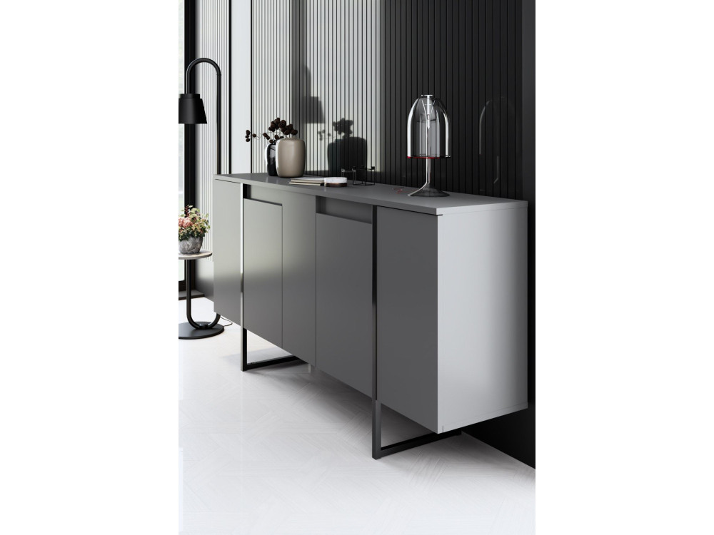 Credenza "Luxe" in legno - 160 x 35 x 80 cm - Grigio antracite