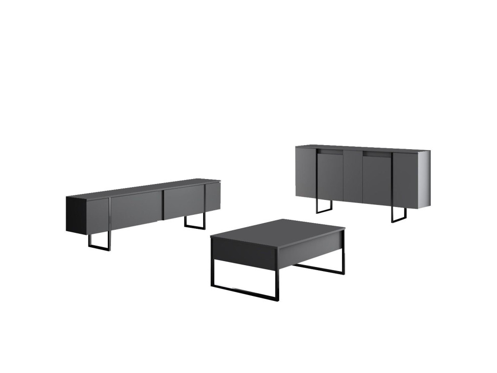 Credenza "Luxe" in legno - 160 x 35 x 80 cm - Grigio antracite
