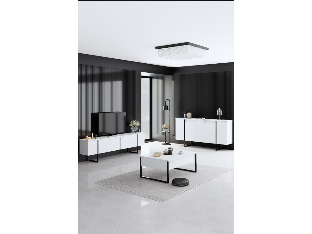 Credenza in legno "Luxe" - 160 x 35 x 80 cm - Bianco