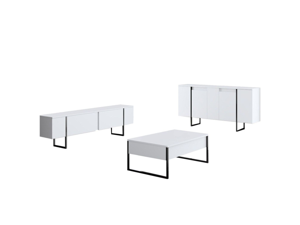 Credenza in legno "Luxe" - 160 x 35 x 80 cm - Bianco
