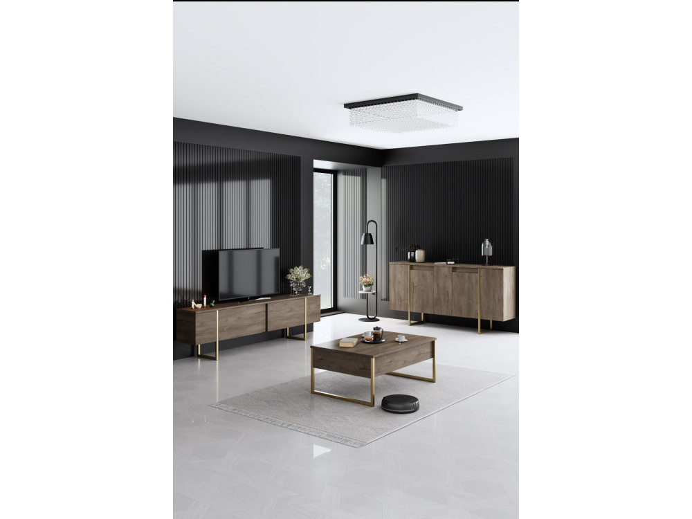 Credenza in legno "Luxe" - 160 x 35 x 80 cm - Marrone