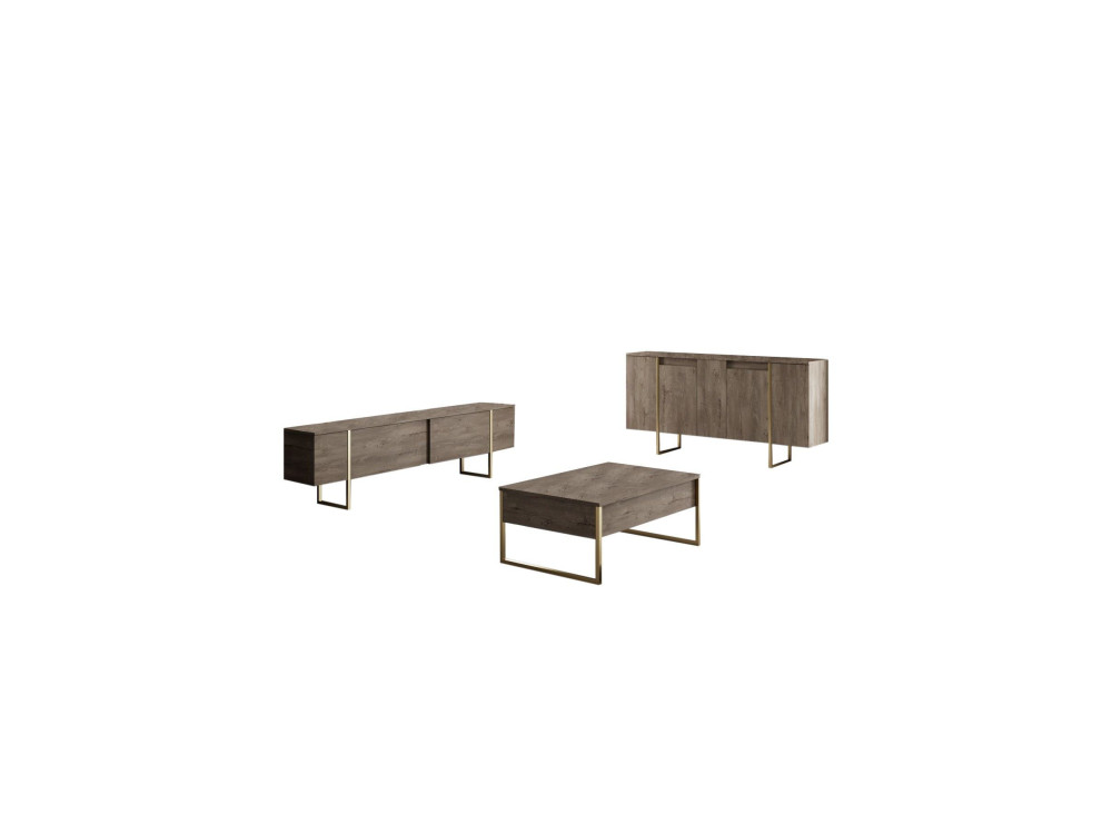 Credenza in legno "Luxe" - 160 x 35 x 80 cm - Marrone