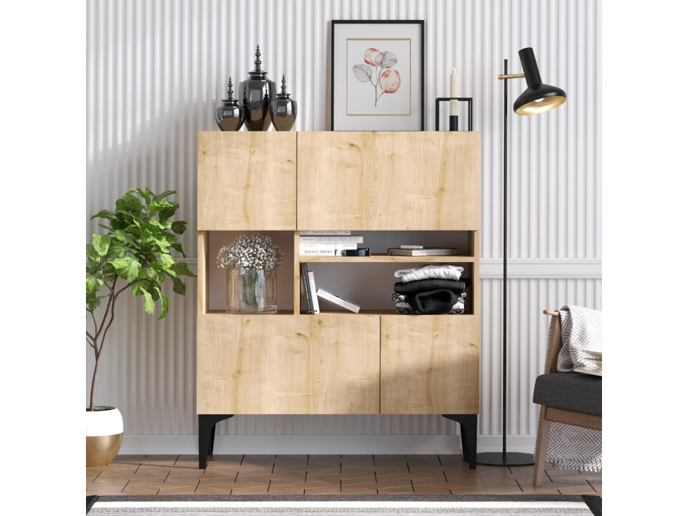 Credenza in legno "Krista" - 100 x 35 x 125 cm - Rovere Zaffiro