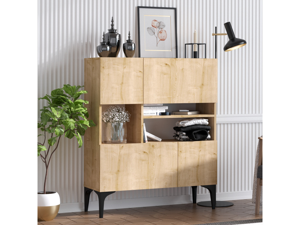 Credenza in legno "Krista" - 100 x 35 x 125 cm - Rovere Zaffiro