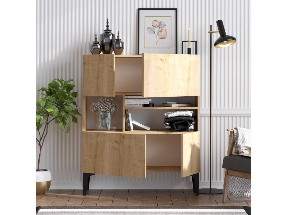 Credenza in legno "Krista" - 100 x 35 x 125 cm - Rovere Zaffiro
