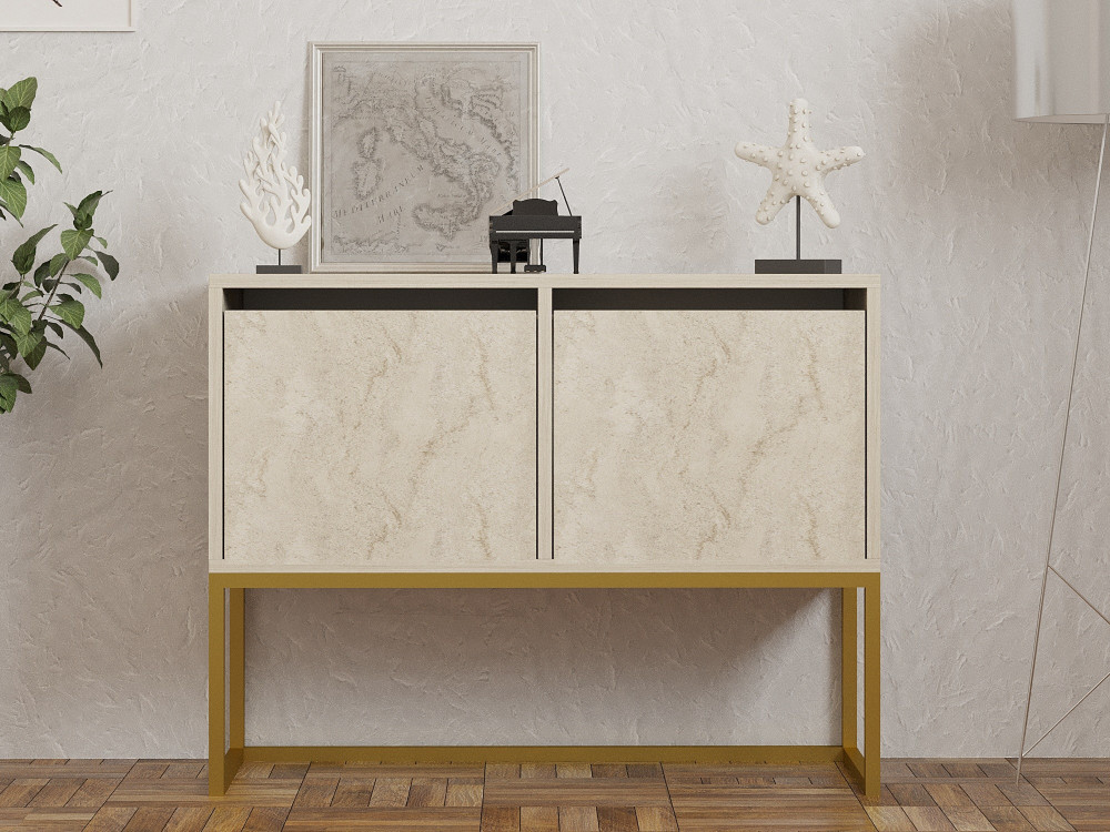 Credenza in legno "Zermat" - 90 x 34 x 70 cm - Travertino