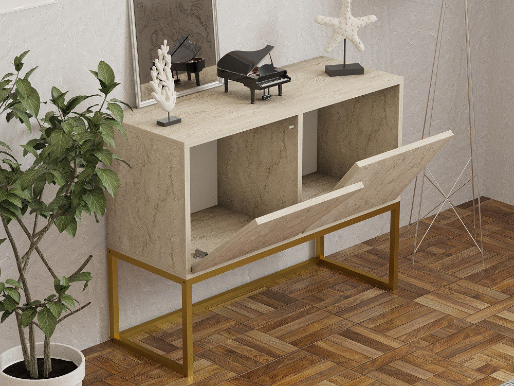 Credenza in legno "Zermat" - 90 x 34 x 70 cm - Travertino