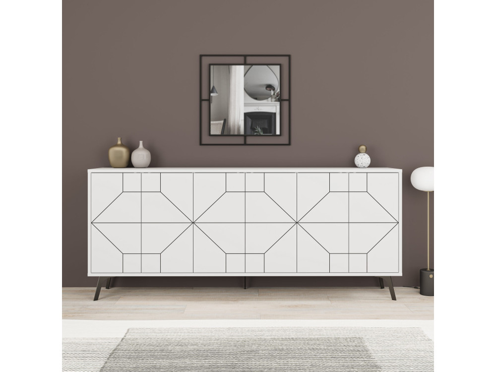 Credenza in legno "Dune" - 184 x 35 x 77 cm - Bianco