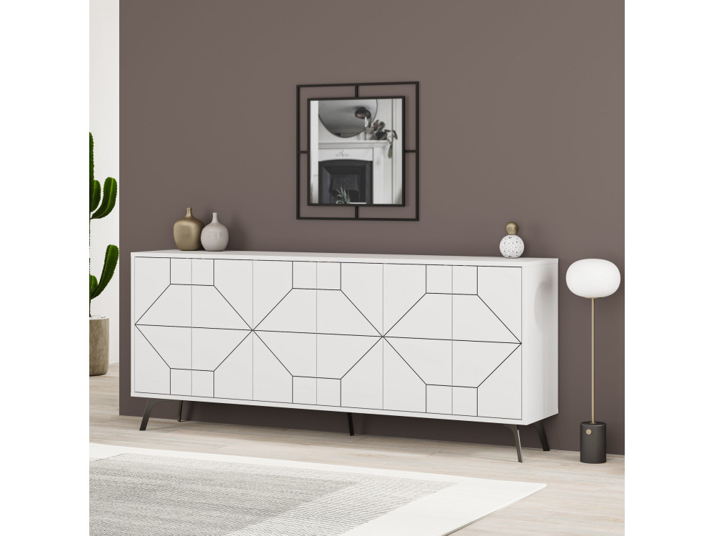 Credenza in legno "Dune" - 184 x 35 x 77 cm - Bianco