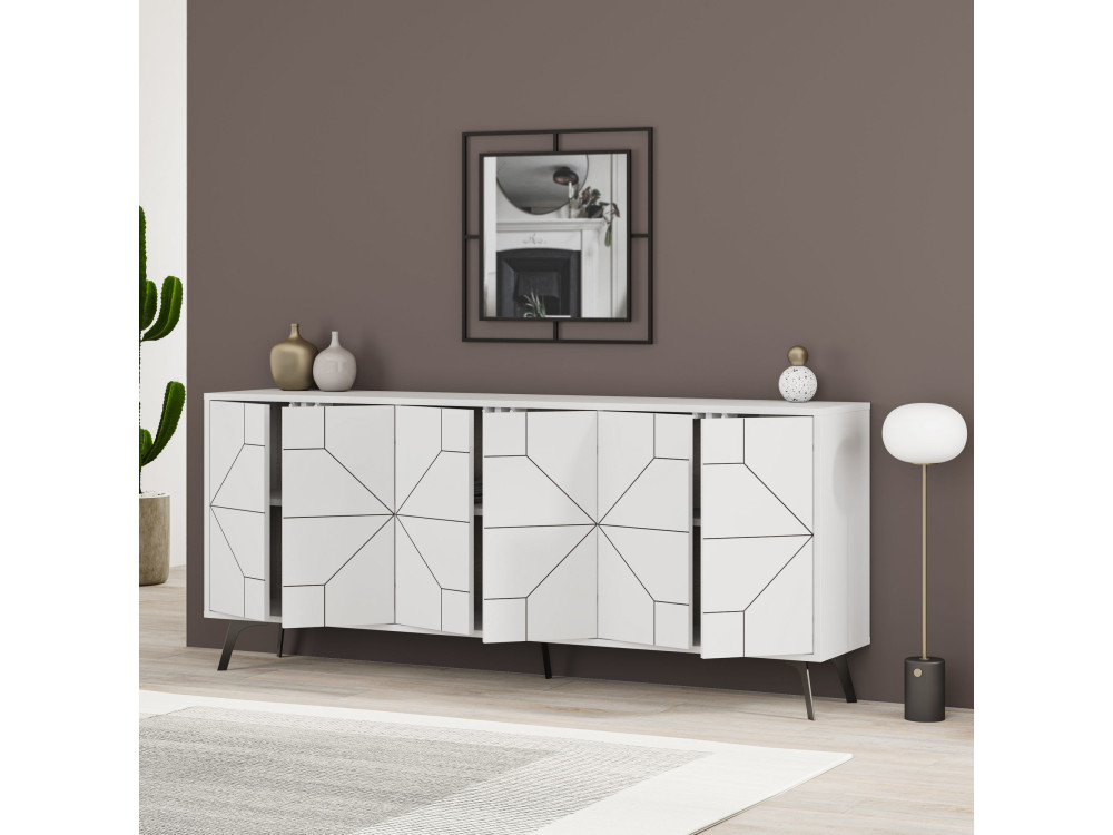 Credenza in legno "Dune" - 184 x 35 x 77 cm - Bianco