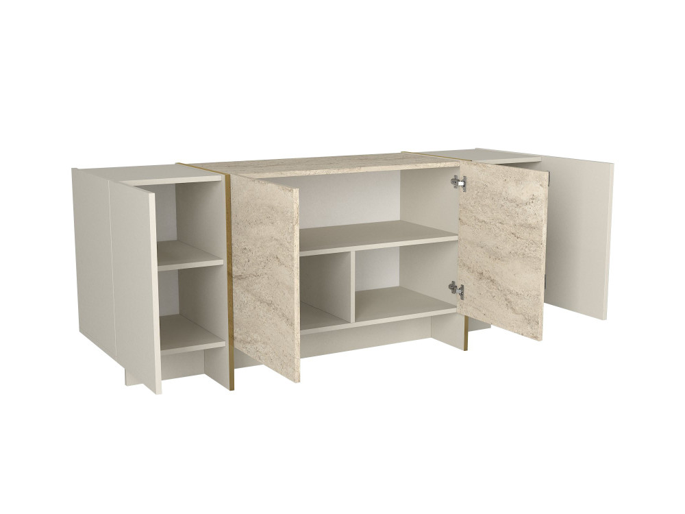Credenza in legno "Veyron" - 180 x 46 x 75 cm - Travertino, arenaria