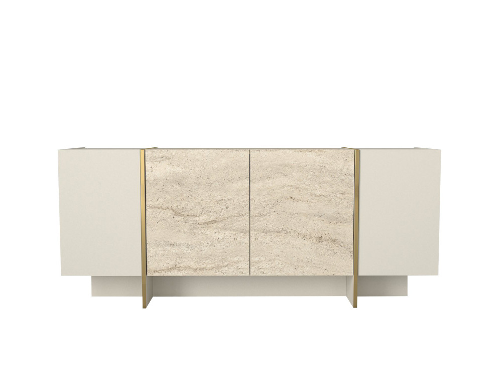 Credenza in legno "Veyron" - 180 x 46 x 75 cm - Travertino, arenaria