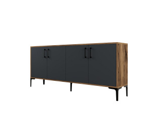 Credenza in legno "Kiev" - 180 x 35 x 78 cm - Grigio antracite