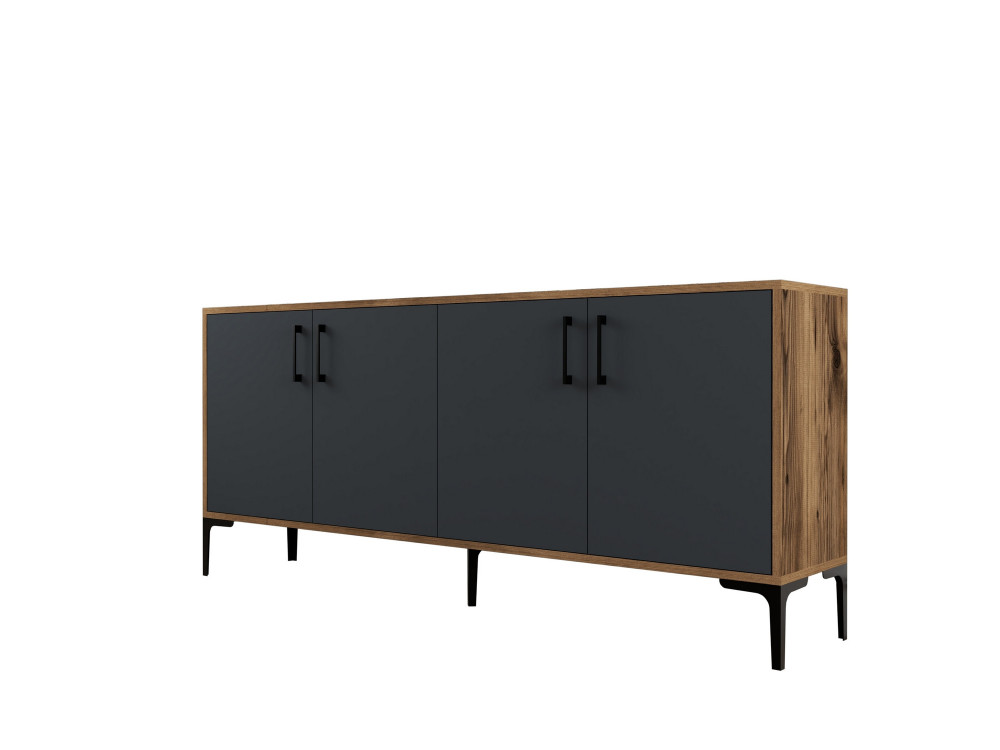 Credenza in legno "Kiev" - 180 x 35 x 78 cm - Grigio antracite