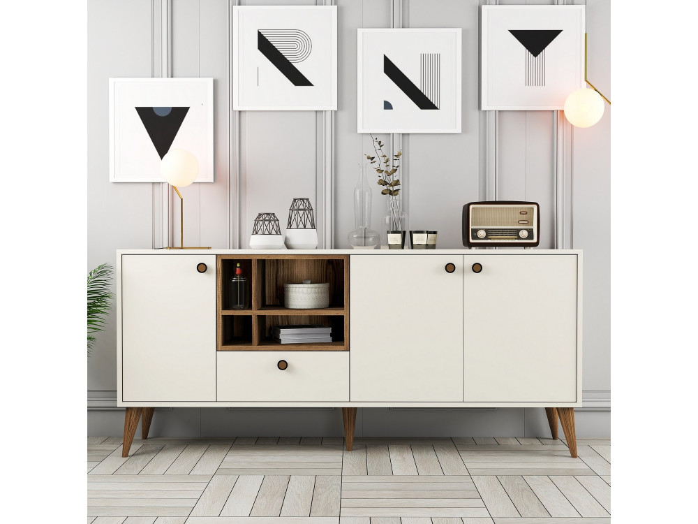Credenza in legno "Napoli" - 180 x 35 x 81 cm - Crema