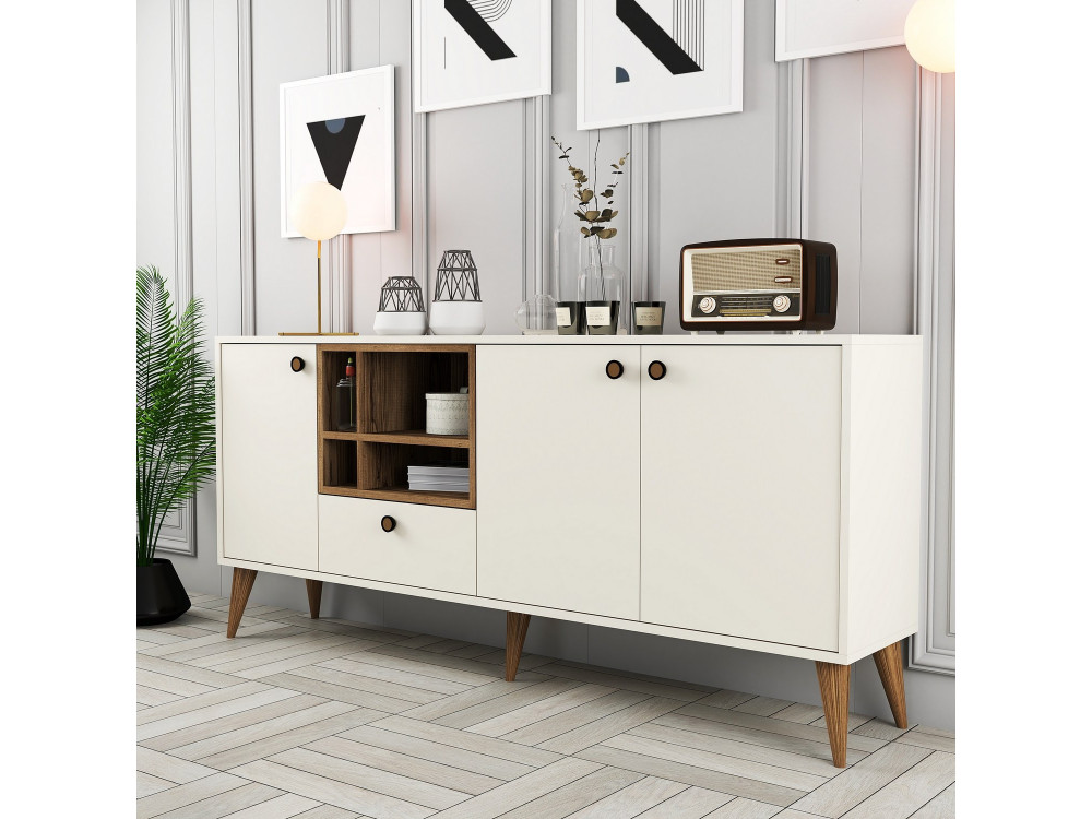 Credenza in legno "Napoli" - 180 x 35 x 81 cm - Crema