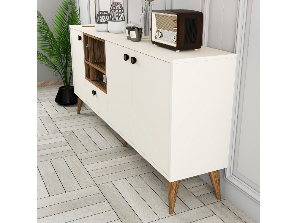 Credenza in legno "Napoli" - 180 x 35 x 81 cm - Crema
