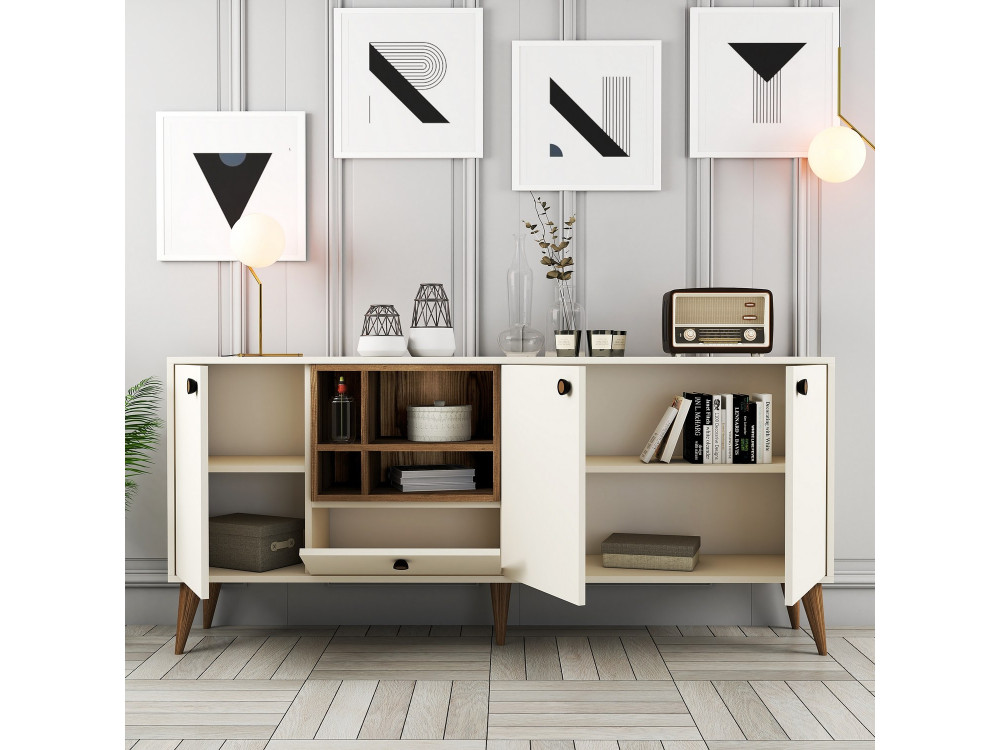 Credenza in legno "Napoli" - 180 x 35 x 81 cm - Crema
